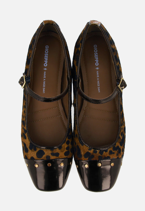 LEOPARD PRINT LEATHER BALLET FLATS SERED