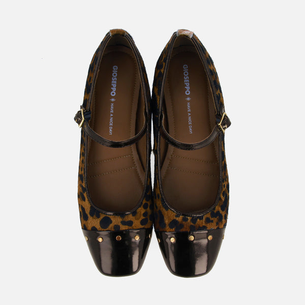 LEOPARD PRINT LEATHER BALLET FLATS SERED