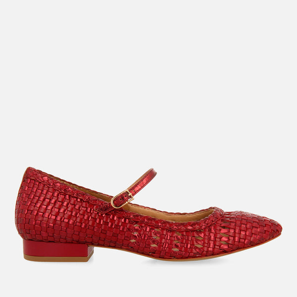 BALLET FLATS MARY JANES BRAIDED LEATHER SKALICA