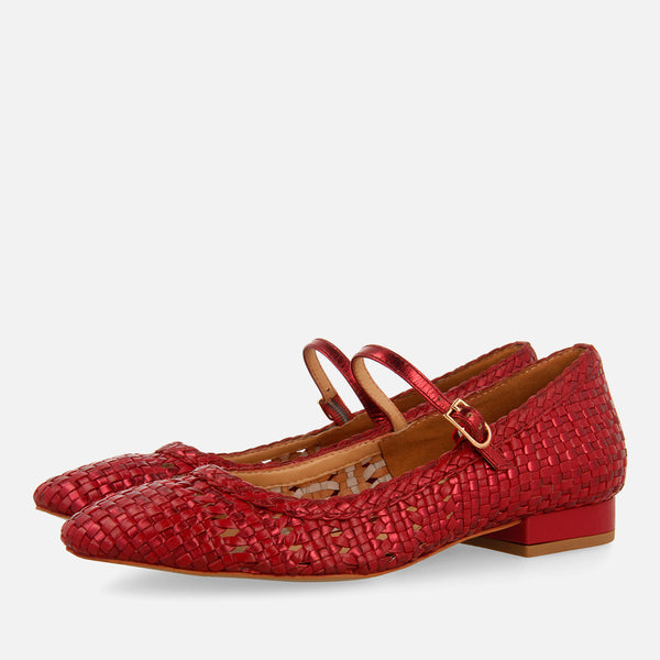 BALLET FLATS MARY JANES BRAIDED LEATHER SKALICA