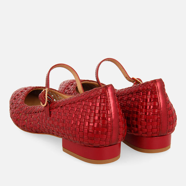BALLET FLATS MARY JANES BRAIDED LEATHER SKALICA