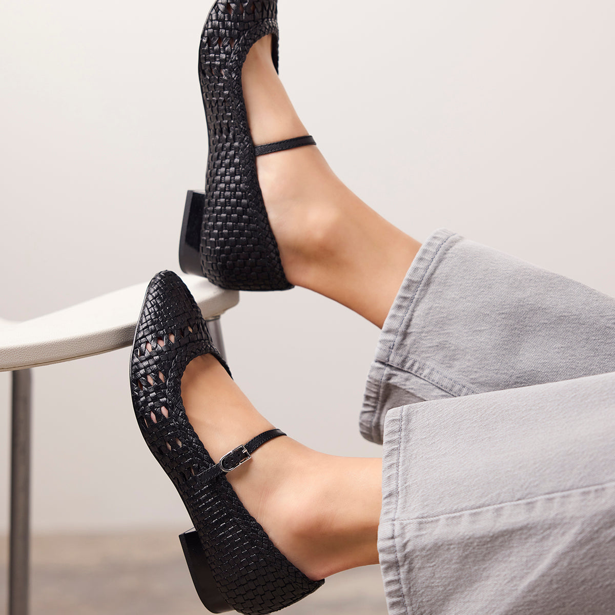 BALLERINE MERCEDITAS INTRECCIATE IN PELLE SKALICA