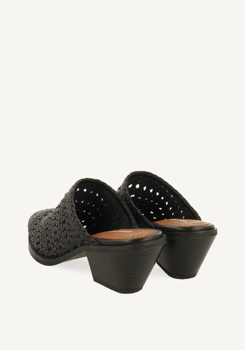 BRAIDED LEATHER HEELED MULES TYRONE