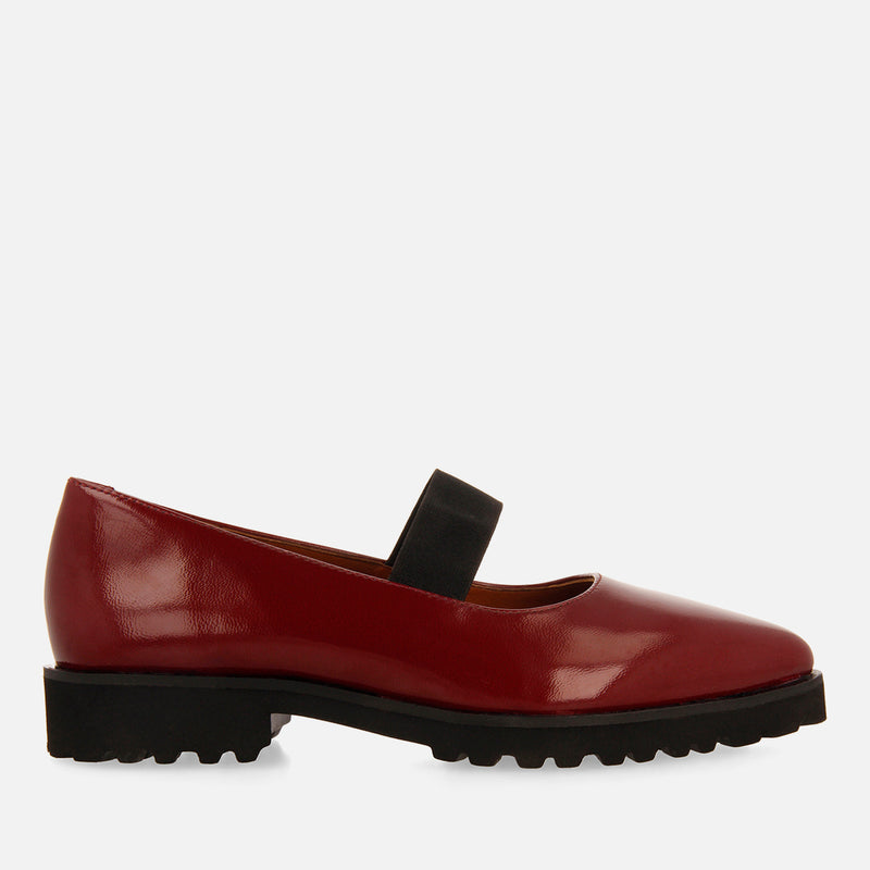 BALLERINE IN PELLE EFFETTO VERNICE E SUOLA TRACK DOBSINA