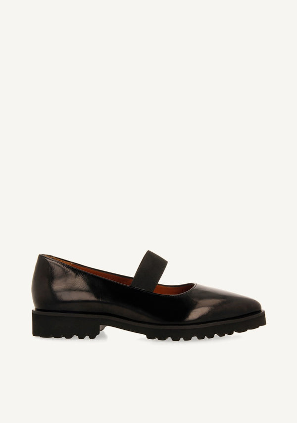 BALLERINE IN PELLE EFFETTO VERNICE E SUOLA TRACK DOBSINA