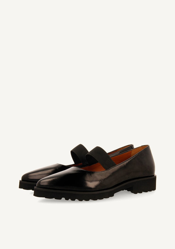 BALLERINE IN PELLE EFFETTO VERNICE E SUOLA TRACK DOBSINA