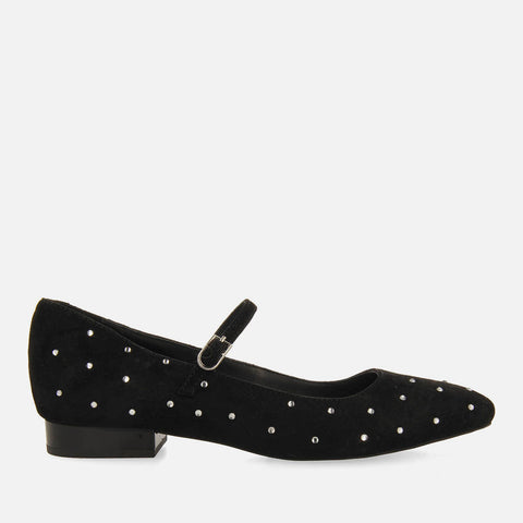 DANCER FLATS IN LEATHER WITH STRASS MANHEIM