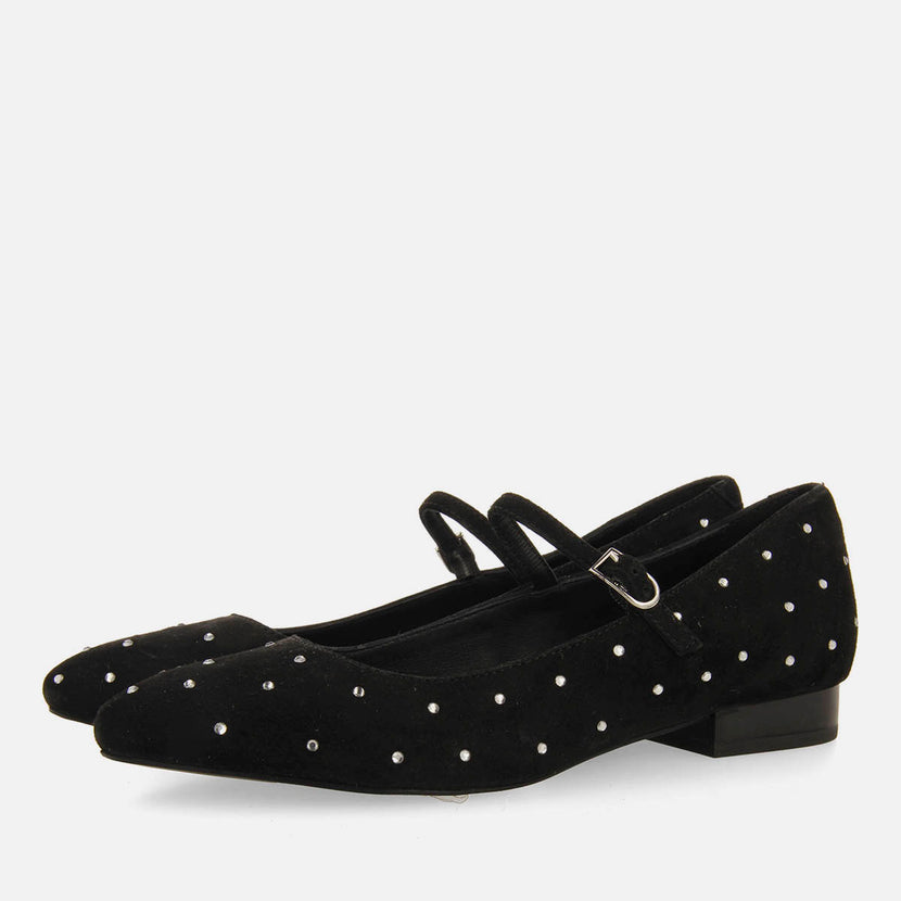 DANCER FLATS IN LEATHER WITH STRASS MANHEIM