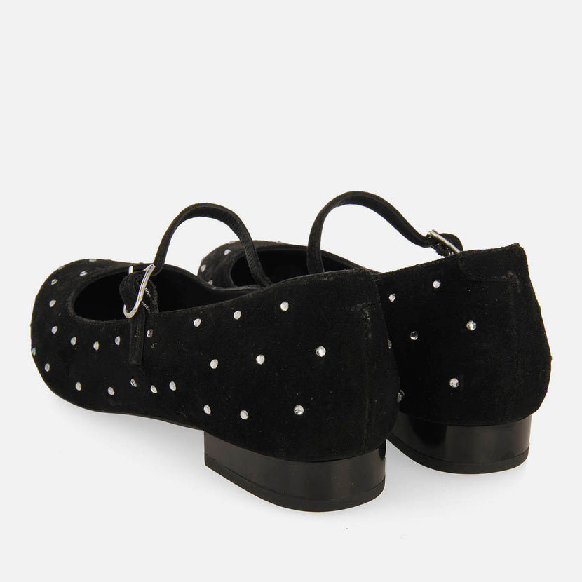 DANCER FLATS IN LEATHER WITH STRASS MANHEIM