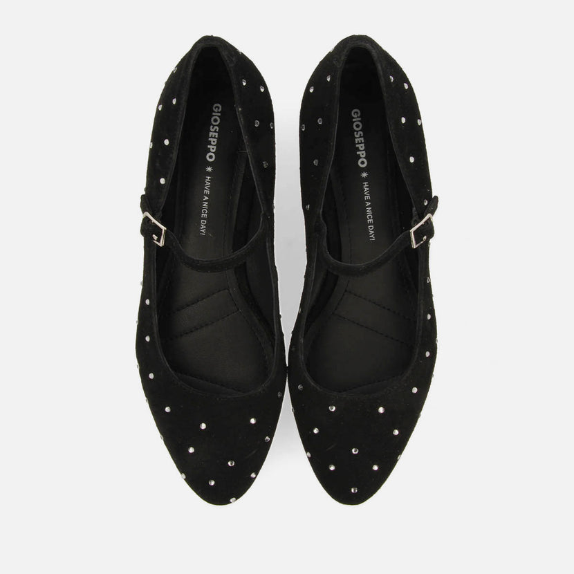 DANCER FLATS IN LEATHER WITH STRASS MANHEIM