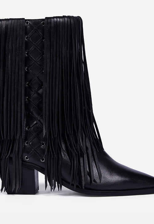 BOTAS TACÓN PIEL FLECOS - NINA BY MARÍA ESCOTÉ