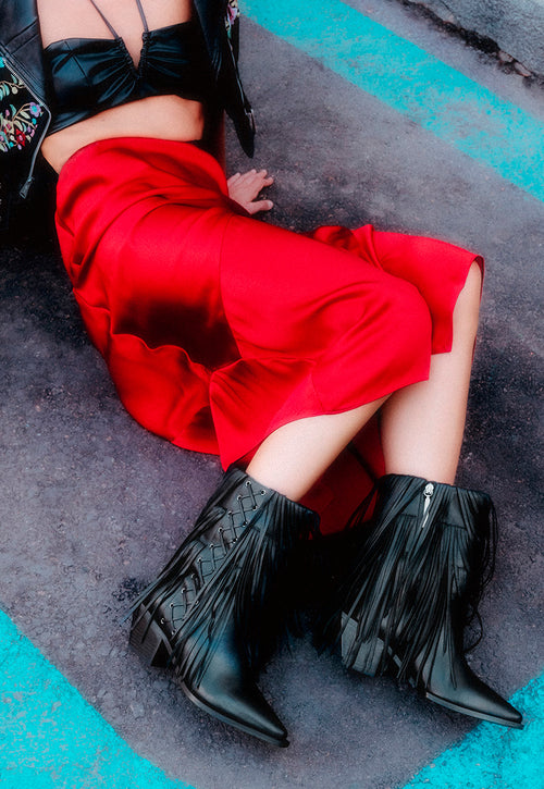 BOTAS TACÓN PIEL FLECOS - NINA BY MARÍA ESCOTÉ