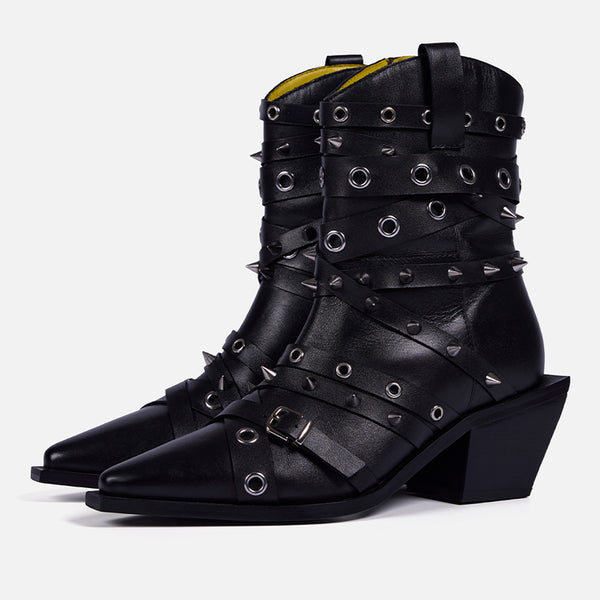 BOTAS TACÓN PIEL TACHAS - ROSETTA BY MARÍA ESCOTÉ