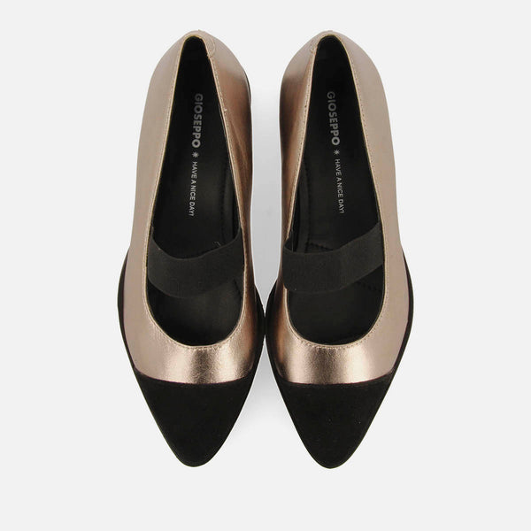 METALLIC LEATHER TRACK SOLE BALLET FLATS
