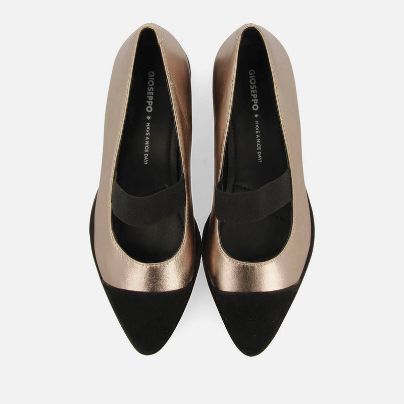 METALLIC LEATHER TRACK SOLE BALLET FLATS