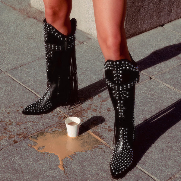 BOTAS TACÓN PIEL TACHAS Y FLECOS - ARETHA BY MARÍA ESCOTÉ