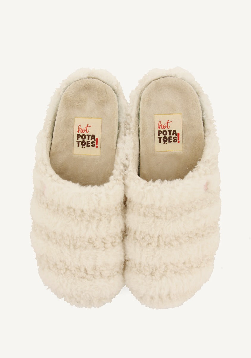 PANTOFOLE A RIGHE IN PELO SKARUP