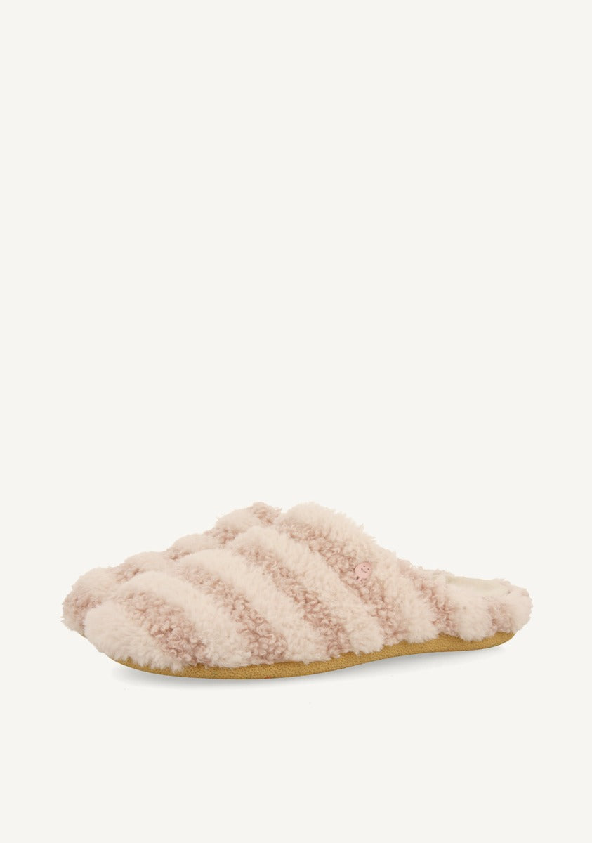PANTOFOLE A RIGHE IN PELO SKARUP