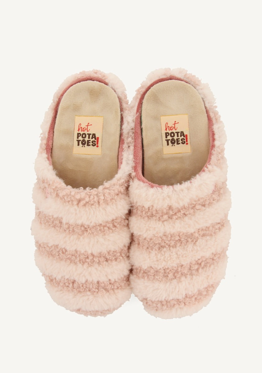 PANTOFOLE A RIGHE IN PELO SKARUP