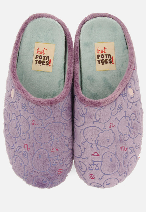 CHAUSSONS D'INTÉRIEUR EN PELUCHE IMPRIMÉ HOROSCOPE THROOP
