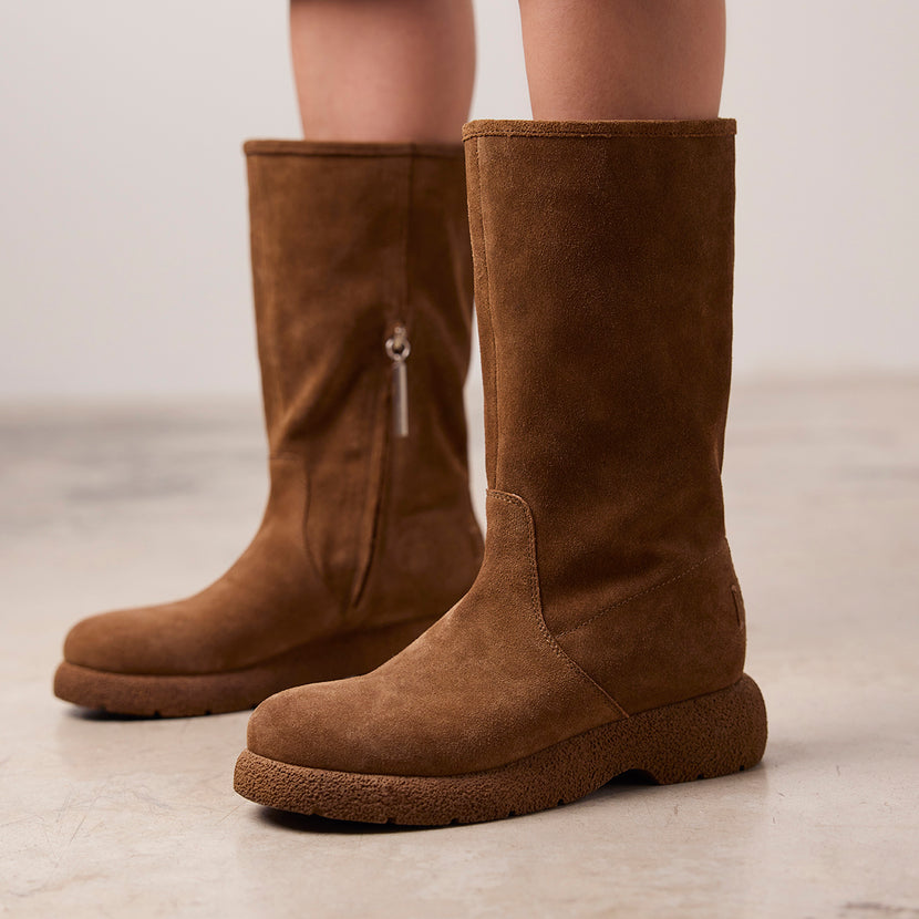 BOTAS MULTIPOSICIÓN PIEL SERRAJE CON PELO KOSSEN