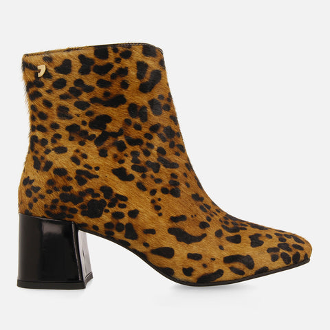 TUXEDO WOMEN'S LEOPARD PRINT ANKLE BOOTS
