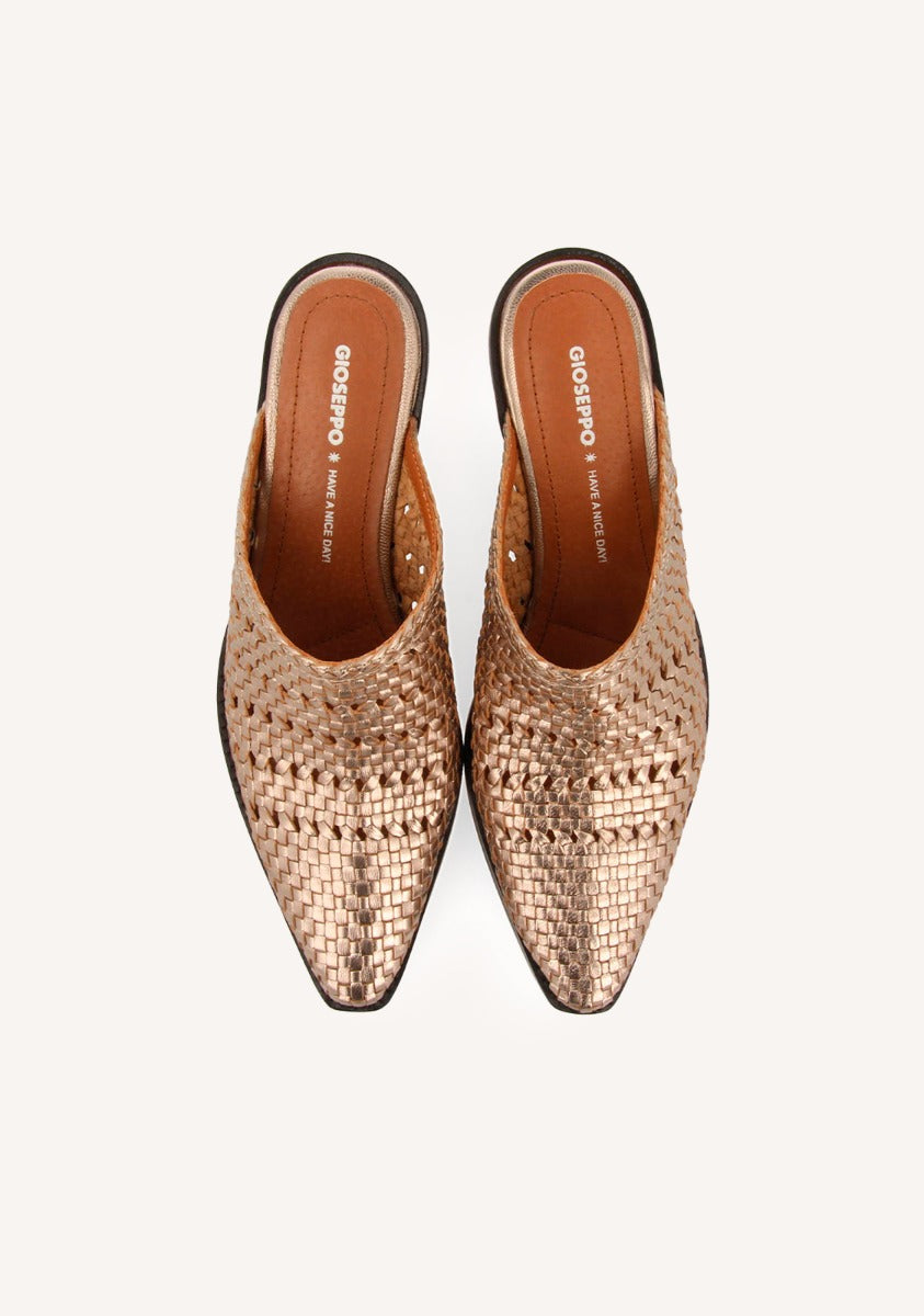 METALLIC CLOGS WITH BRAIDED MULES STYLE HEEL IN LEATHER COPENHAGEN