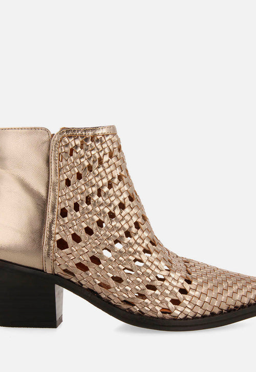 COWBOY BRAIDED HEEL LEATHER BOOTIES CRAWFORD