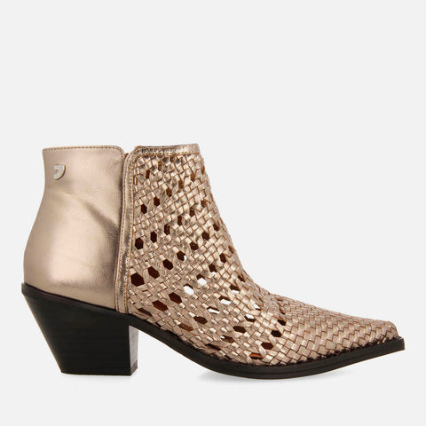 COWBOY BRAIDED HEEL LEATHER BOOTIES CRAWFORD