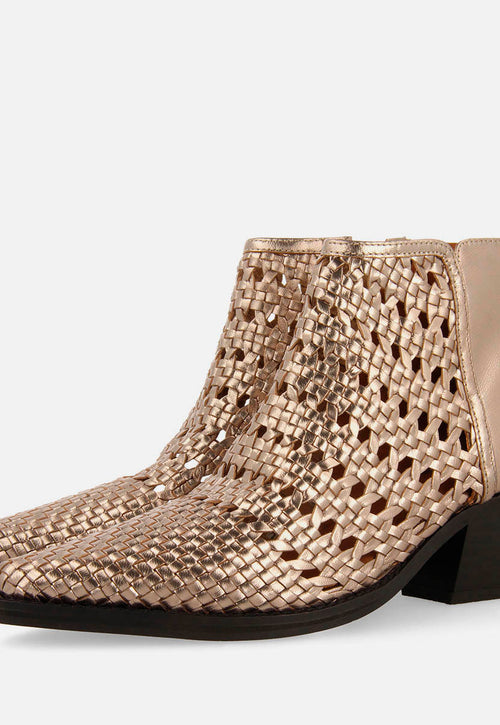 COWBOY BRAIDED HEEL LEATHER BOOTIES CRAWFORD