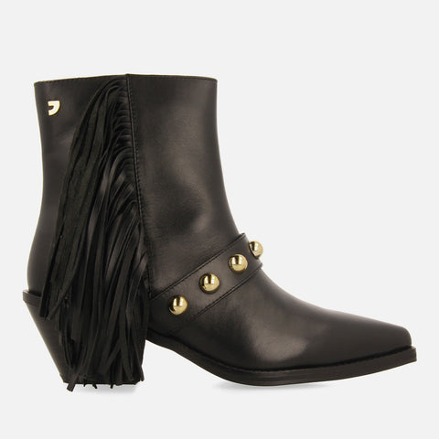 LEATHER ANKLE BOOTS FRINGES AND STUDS CLARKSVILLE