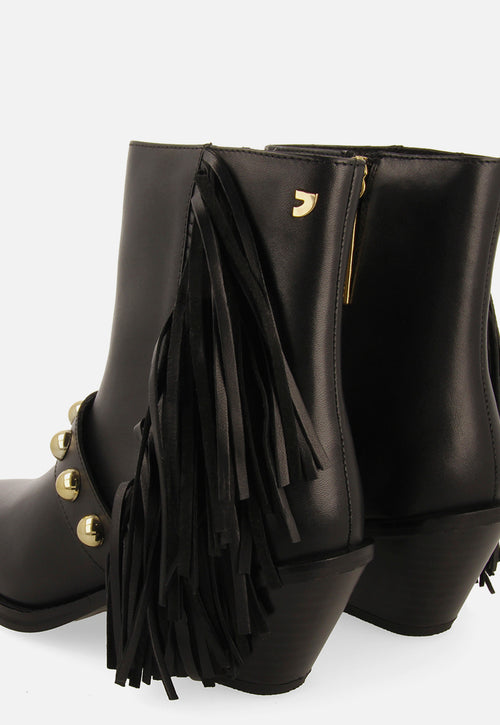 LEATHER ANKLE BOOTS FRINGES AND STUDS CLARKSVILLE