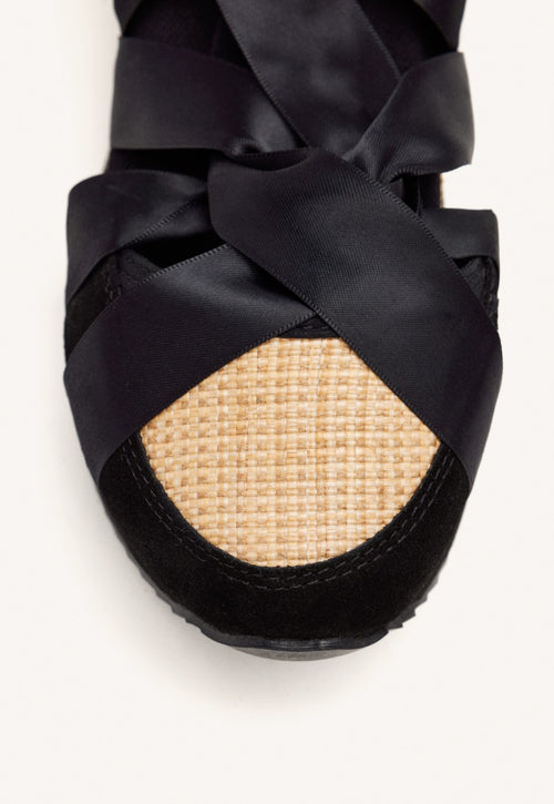 ZAPATILLAS ABIERTAS PIEL CUÑA RAFIA CORNVILLE