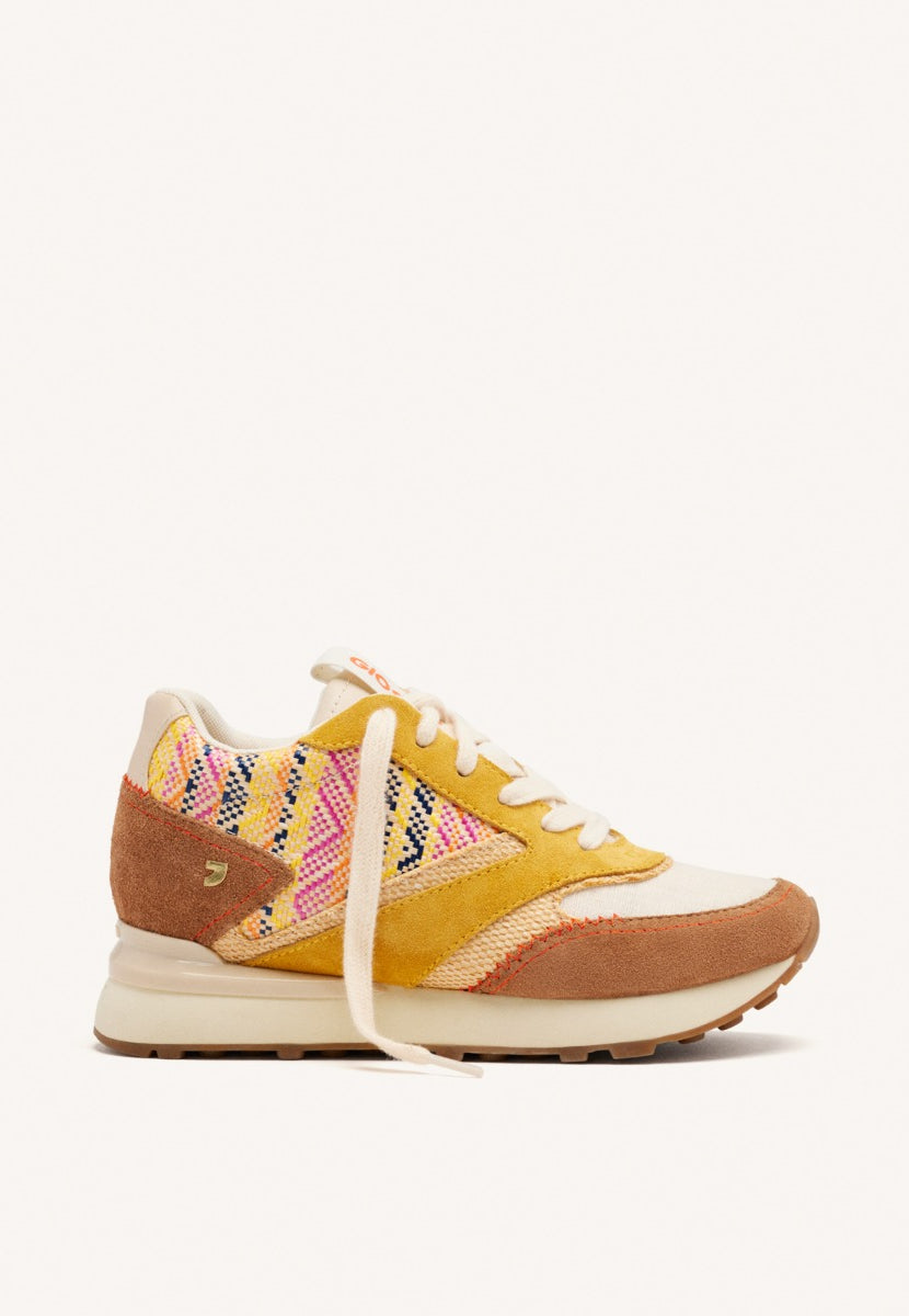 SNEAKERS PELLE CON ZEPPA E STAMPA RAFIA MORRILL