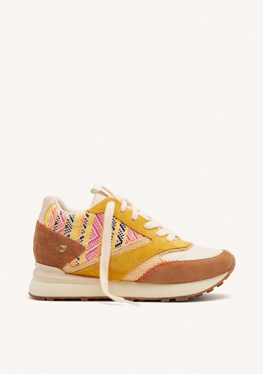 SNEAKERS PELLE CON ZEPPA E STAMPA RAFIA MORRILL