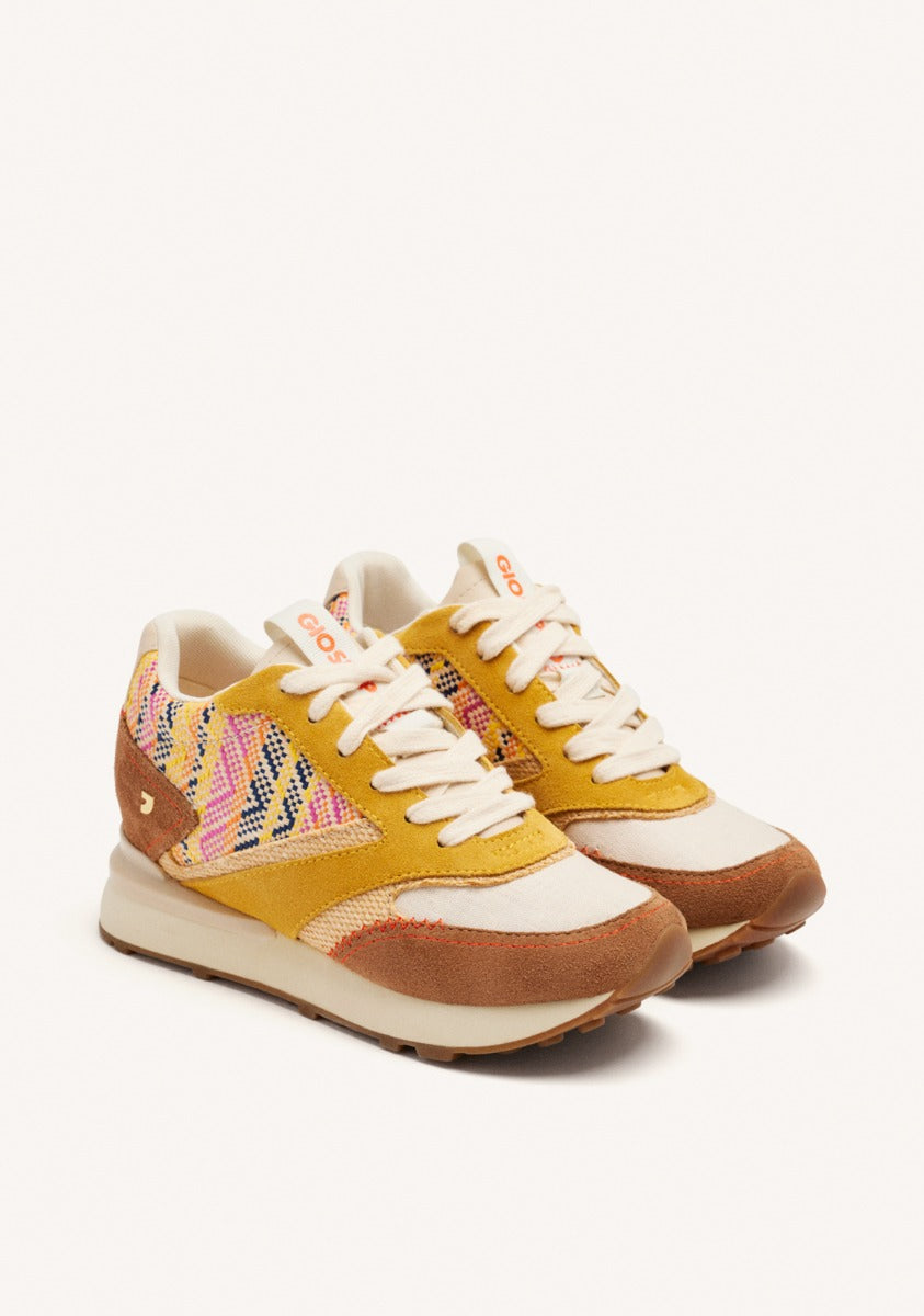 SNEAKERS PELLE CON ZEPPA E STAMPA RAFIA MORRILL