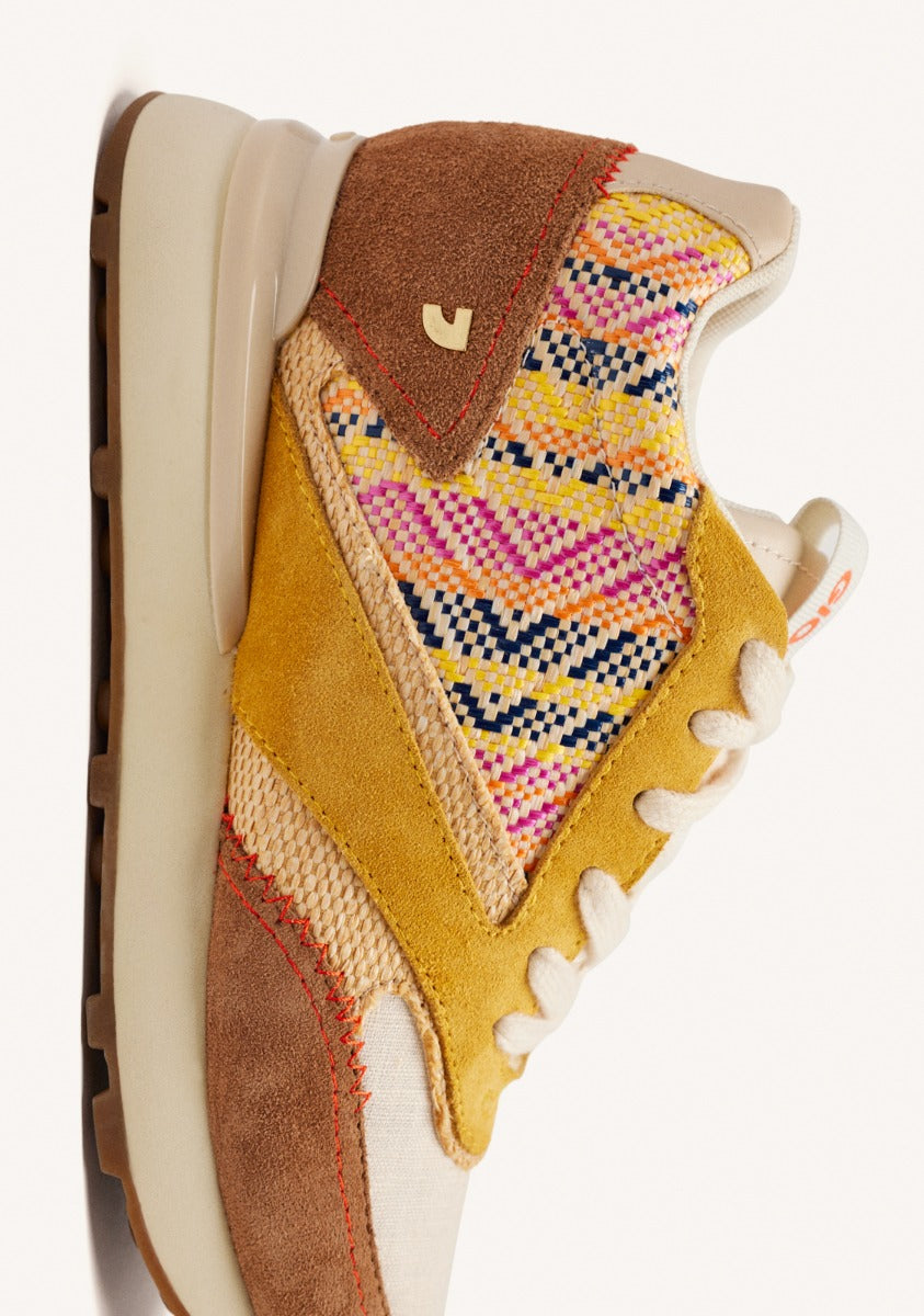 SNEAKERS PELLE CON ZEPPA E STAMPA RAFIA MORRILL