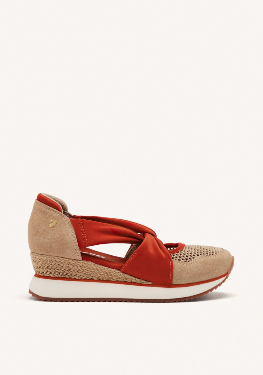 OPEN LEATHER WEDGE RAFFIA SNEAKERS DARLINGTON