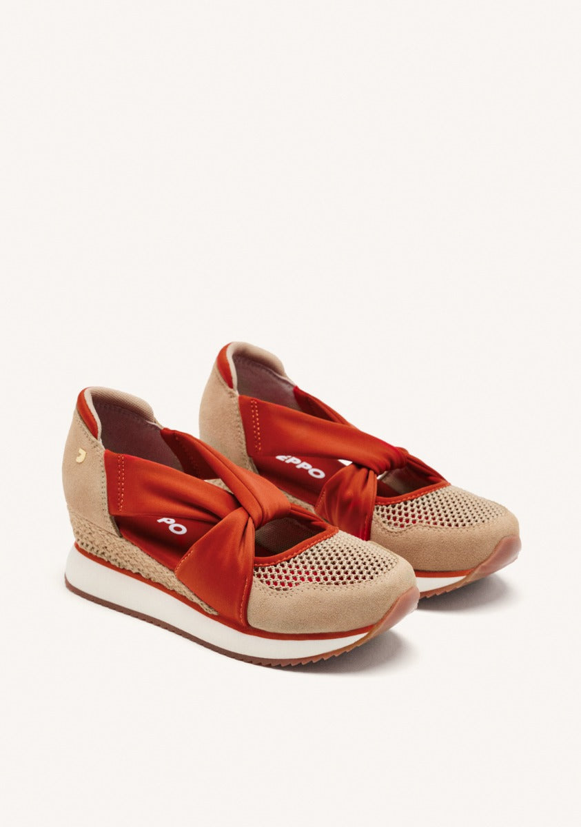 OPEN LEATHER WEDGE RAFFIA SNEAKERS DARLINGTON