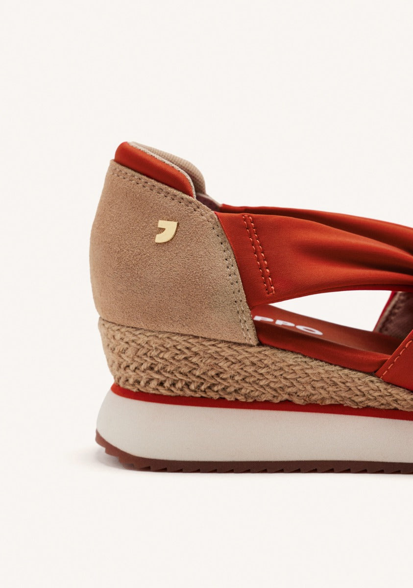 OPEN LEATHER WEDGE RAFFIA SNEAKERS DARLINGTON