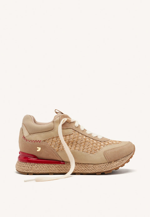 BASKETS COMPENSÉES CUIR ET RAPHIA HARDING