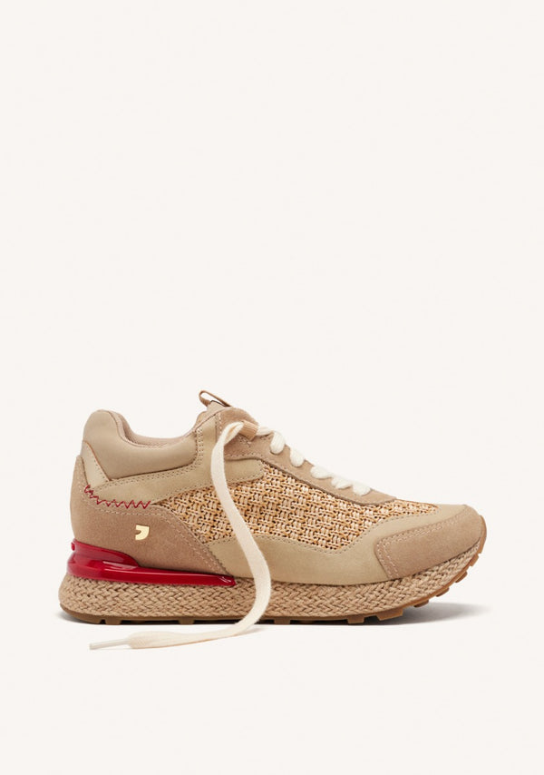 BASKETS COMPENSÉES CUIR ET RAPHIA HARDING