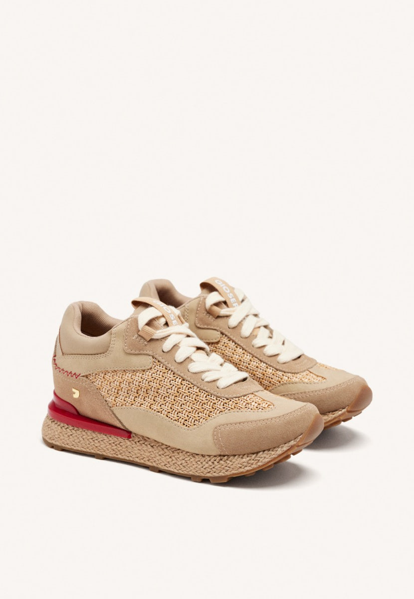 BASKETS COMPENSÉES CUIR ET RAPHIA HARDING