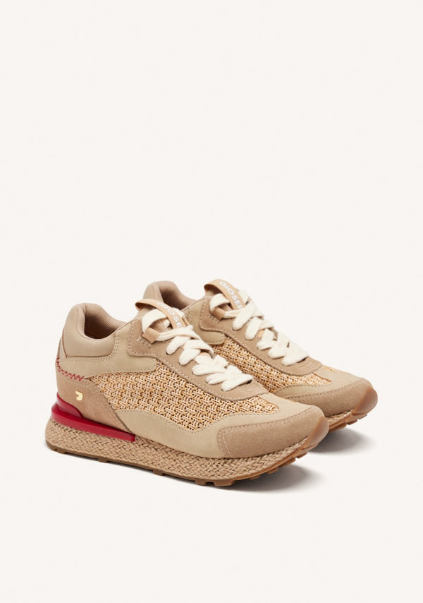 BASKETS COMPENSÉES CUIR ET RAPHIA HARDING