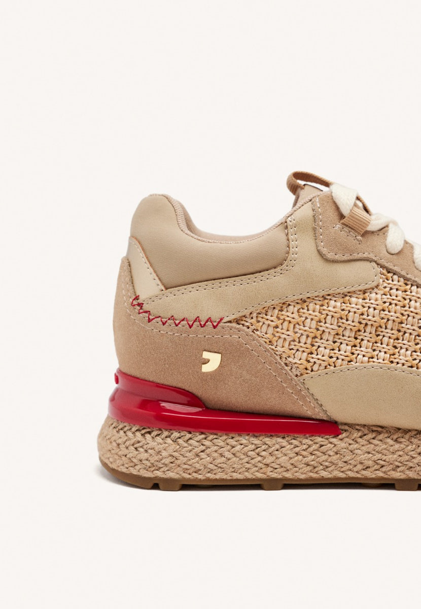 BASKETS COMPENSÉES CUIR ET RAPHIA HARDING
