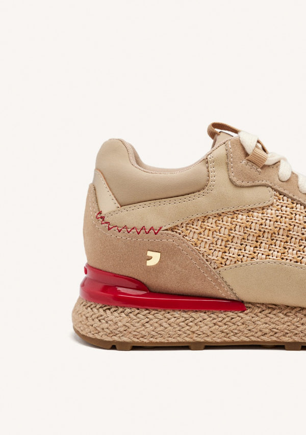 BASKETS COMPENSÉES CUIR ET RAPHIA HARDING