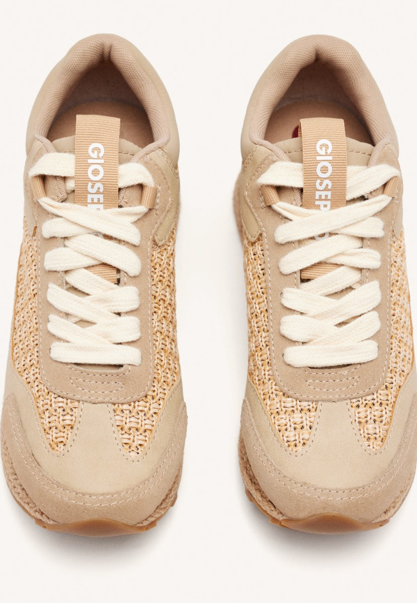 BASKETS COMPENSÉES CUIR ET RAPHIA HARDING