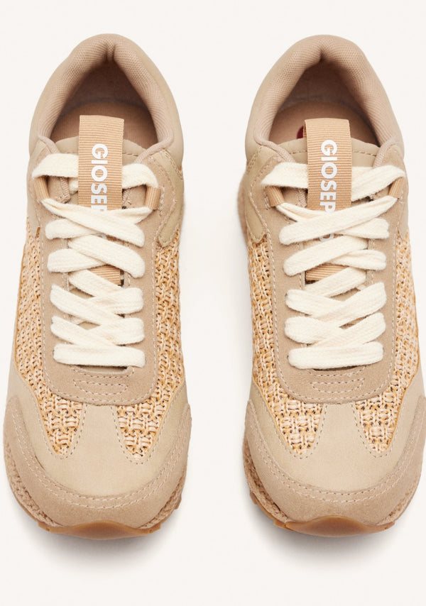 BASKETS COMPENSÉES CUIR ET RAPHIA HARDING