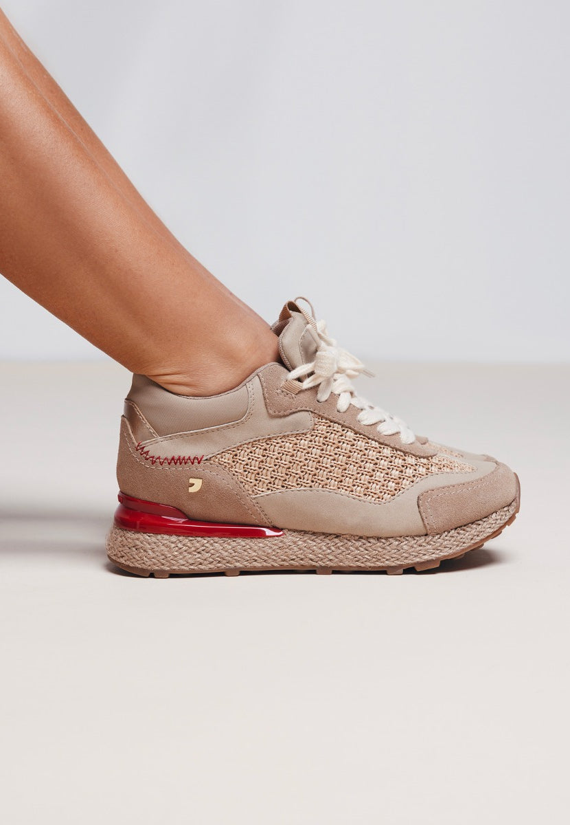 BASKETS COMPENSÉES CUIR ET RAPHIA HARDING