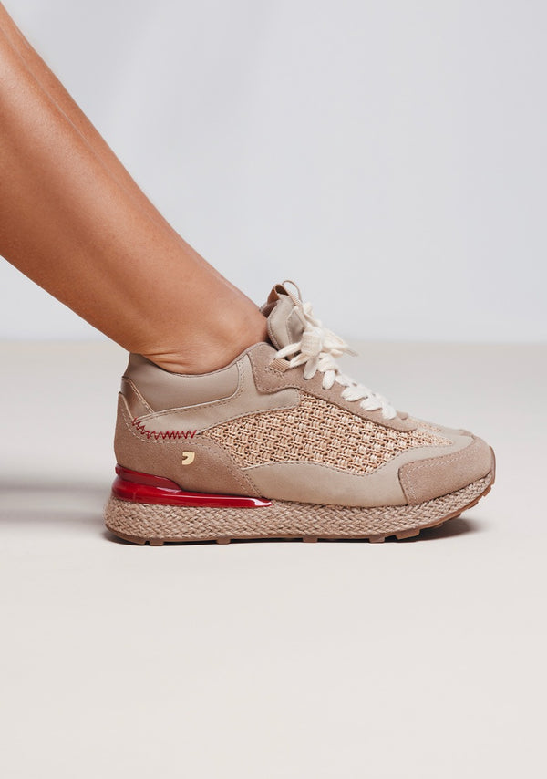 BASKETS COMPENSÉES CUIR ET RAPHIA HARDING
